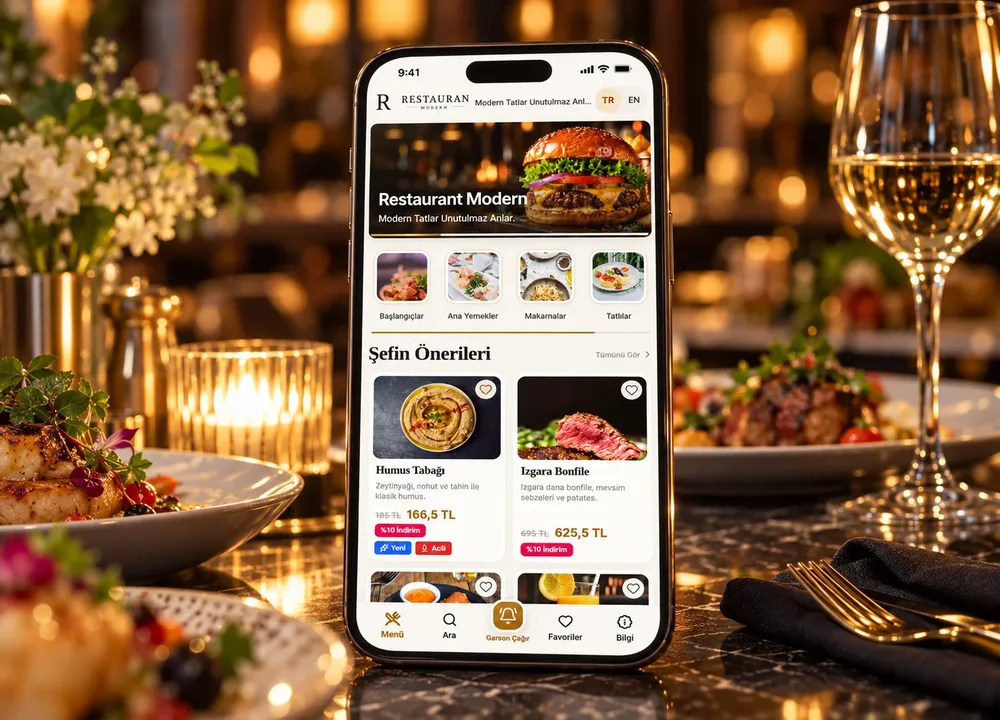 QR Menü telefon önizlemesi