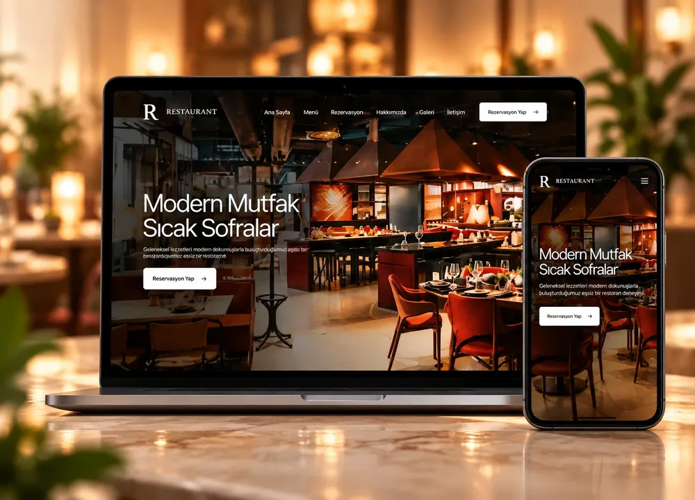 Restaurant Modern laptop ve telefon önizlemesi